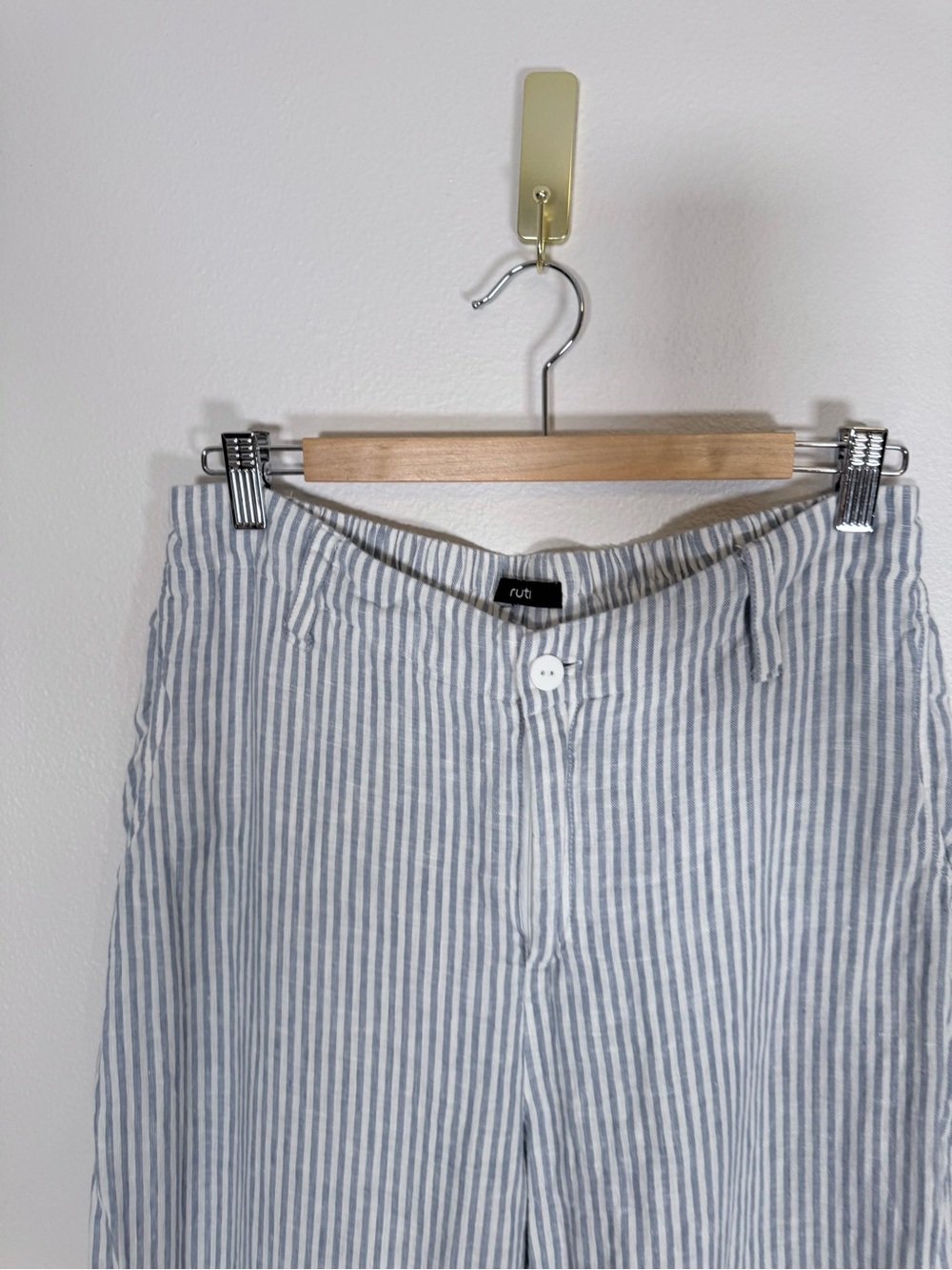 Ruti Uptown linen pinstripe Loose Barrel Leg Pants size 12 - Picture 4 of 10